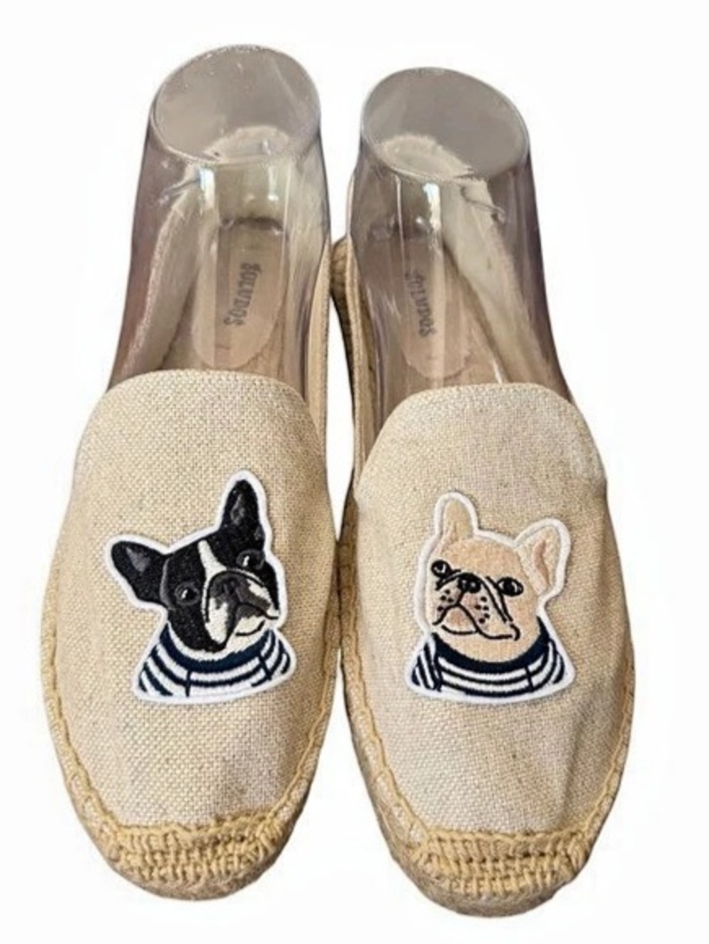 Soludos French Bulldog Smoking Slipper Espadrilles Beige-Size 9 NWOT